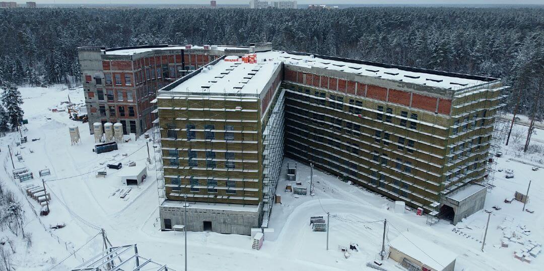 Строящийся научный центр «Августа» в Черноголовке. Декабрь 2023 года