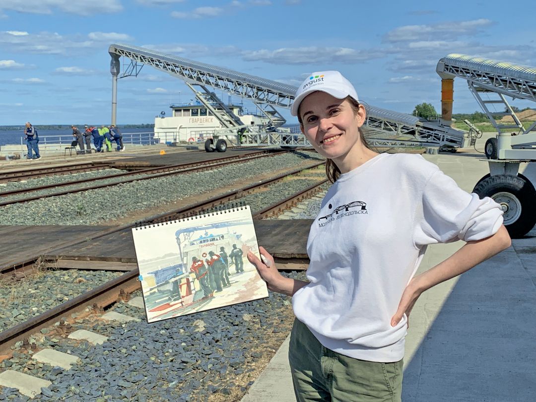 Катерина Фехер с эскизом нового полотна