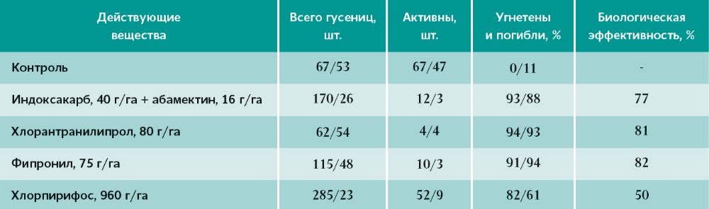 Результаты учетов через 3/10 суток после обработки Результаты учетов через 3/10 суток после обработки